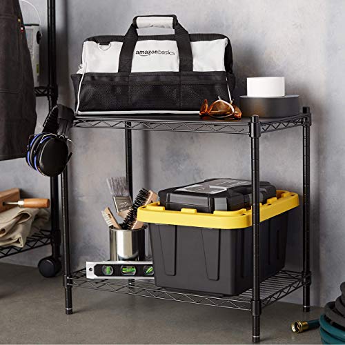 Amazon Basics 3-Shelf Adjustable Heavy Duty Steel Wire Rack Storage Shelving Organizer for Kitchen, Garage, 23.2" L x 13.4" W x 30" H, Black