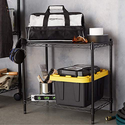 Amazon Basics 3-Shelf Adjustable Heavy Duty Steel Wire Rack Storage Shelving Organizer for Kitchen, Garage, 23.2" L x 13.4" W x 30" H, Black