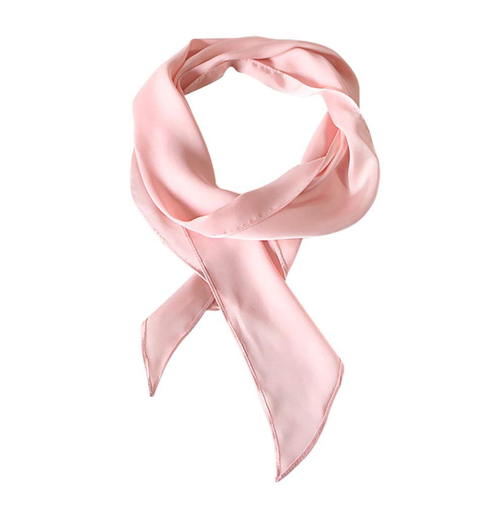 GERINLY Pink Neckerchief Plain Skinny Neck Scarf for 50s Costume Headband Long Narrow Purse Scarf Satin Accessory (Pink)