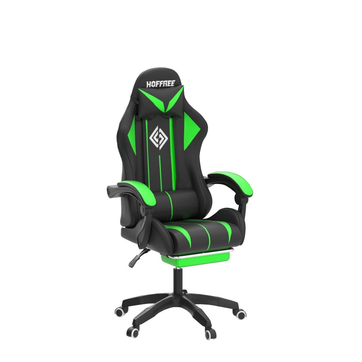 Gaming Chair Massage with Bluetooth Speakers and Lights Ergonomic Computer Game Chair with Footrest LED RGB Lights High Back Music Video Game Chair with Lumbar Support Green and Black