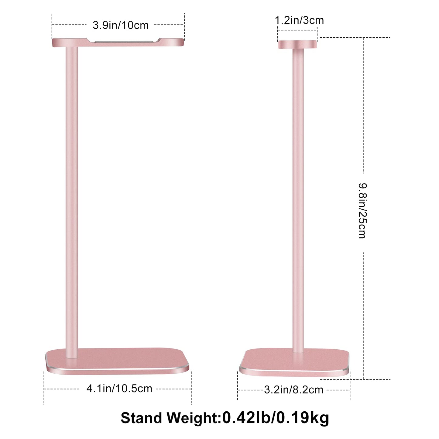 Headphone Stand Aluminum, Headset Holder with Solid Metal Base for Desk, Compatible with Most Headphones (Rose Gold)