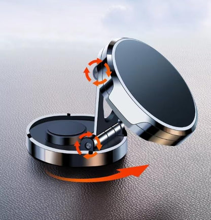 Universal Magnetic Phone Holder for Car Dashboard Folding Magnetic 360° Rotating Car Mount for All Smartphones Silver