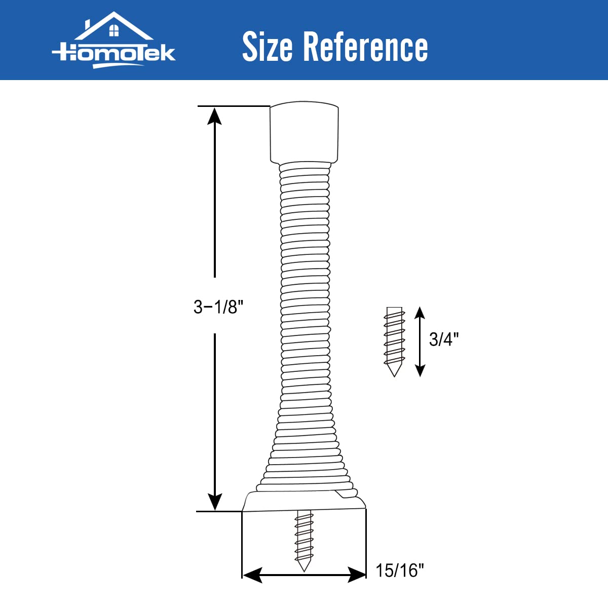HOMOTEK 12 Pack Black Spring Door Stops,3-1/8" Heavy Duty - Flexible Door Stopper with Low Mounted Black Rubber Bumper Tips