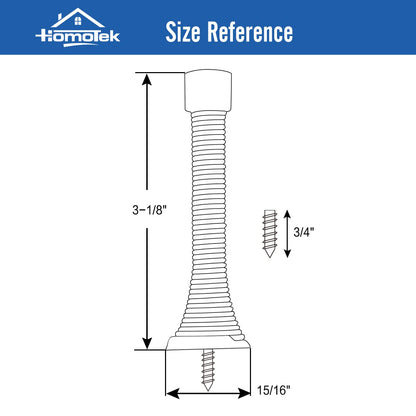 HOMOTEK 12 Pack Black Spring Door Stops,3-1/8" Heavy Duty - Flexible Door Stopper with Low Mounted Black Rubber Bumper Tips