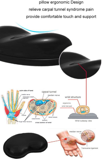 ABRONDA Gel Keyboard & Mouse Wrist Rest Set - Keyboard Wrist Rest Pad & Mouse Support for Office Gaming Pad Computer Laptop Ergonomic Comfortable Pain Relief- Pad Set (Black Pad Set)