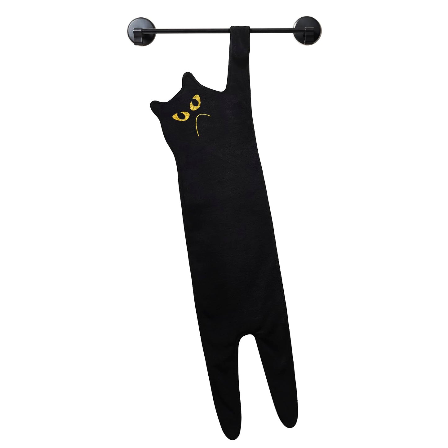 GKIOYRO Cute Hand Towels - Funny Super Absorbent Dish Towels, Decorative Cat Shaped Towels for Bathroom, Kitchen, Living Room, Party - Black Cotton