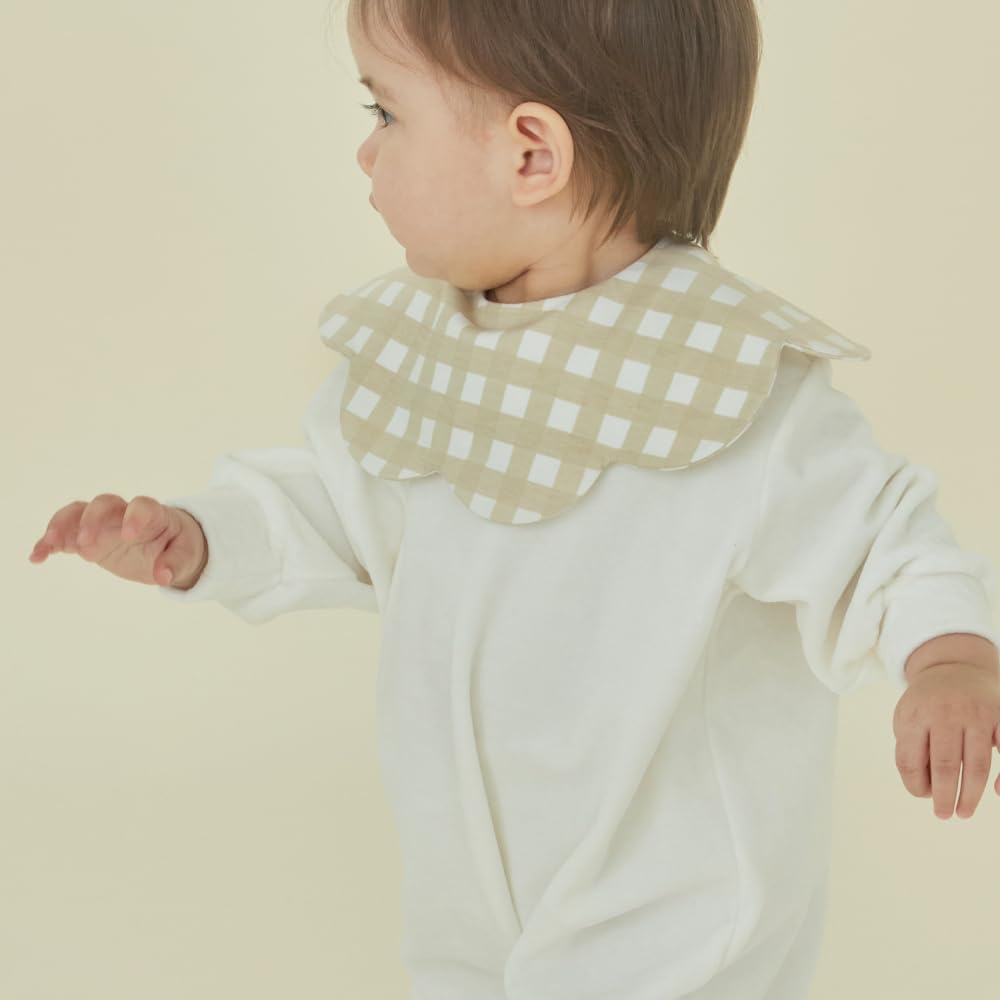 Konny Baby Bibs 5-Pack, 360 ° Rotate, Soft and Absorbent Bandana for Drooling and Teething Newborn Boys Girls Baby Essentials (Set 4 - Mint, Pink, Beige, Wine Dot, Creamy Gingham)