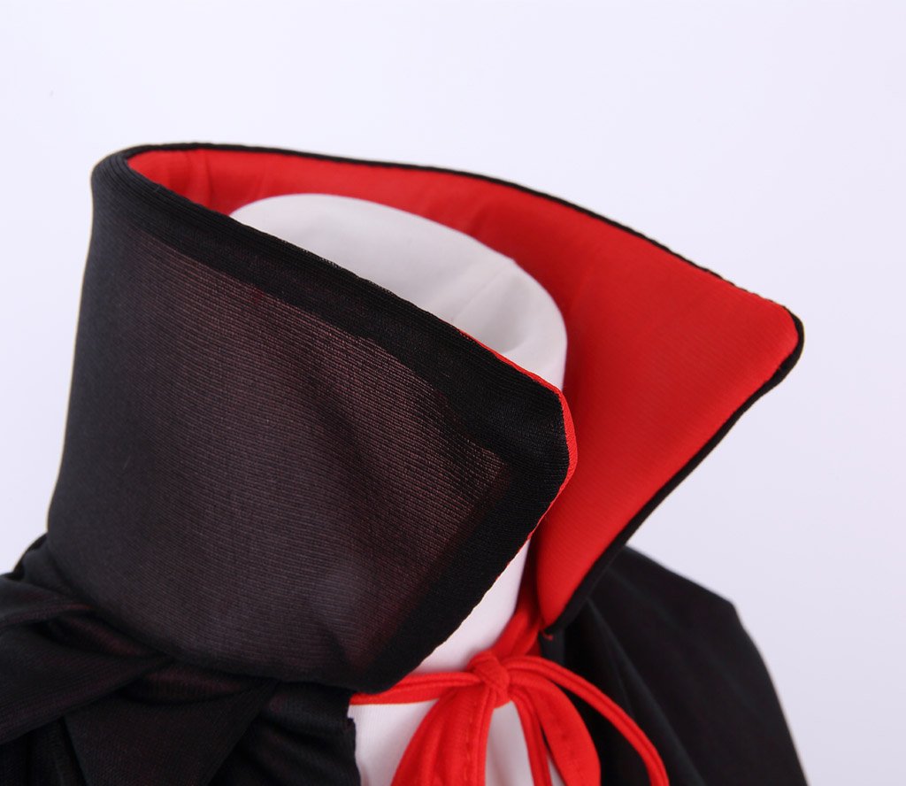 55" Stand Collar Reversible Cloak Masquerade Cape Costume, Black and Red(55"/140cm, Black and Red)