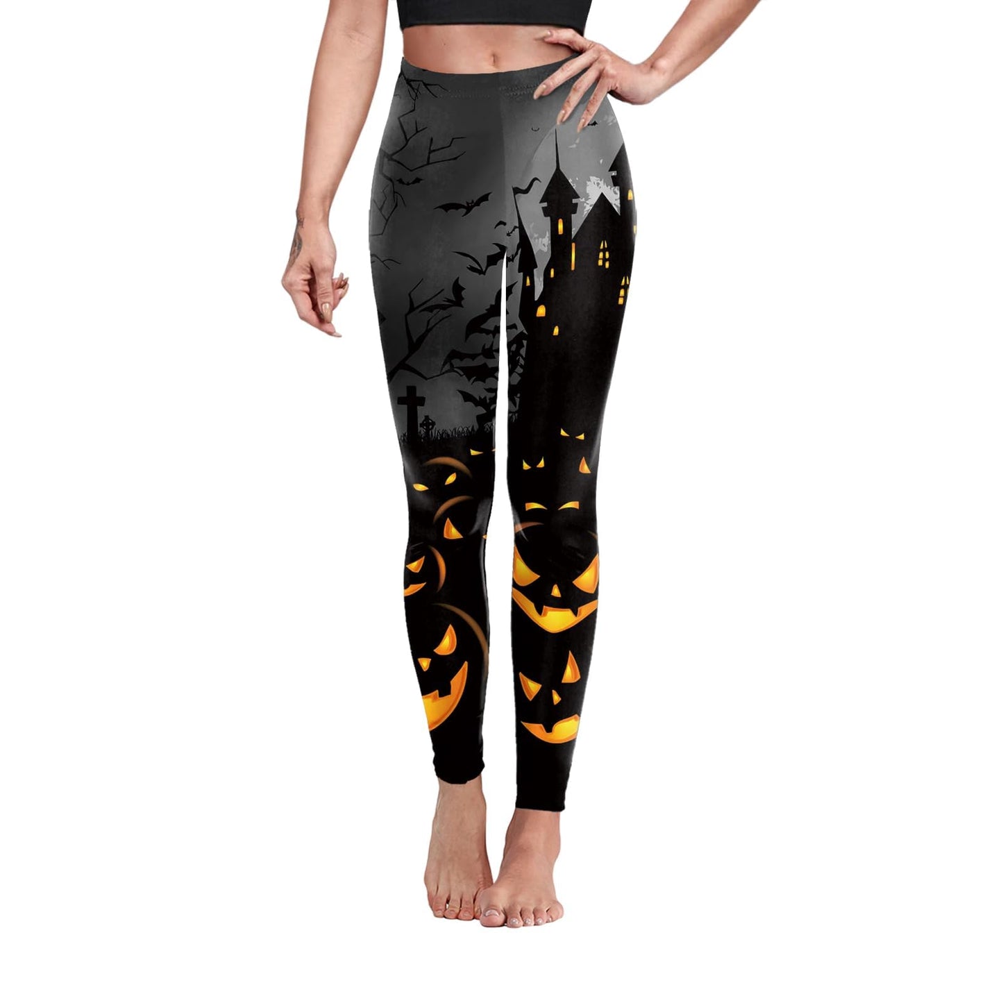 color cosplayer Halloween Leggings for Women High Waist Ankle Length Elastic Seamless Tights 3D Print Yoga Pants Plus Size S-XL