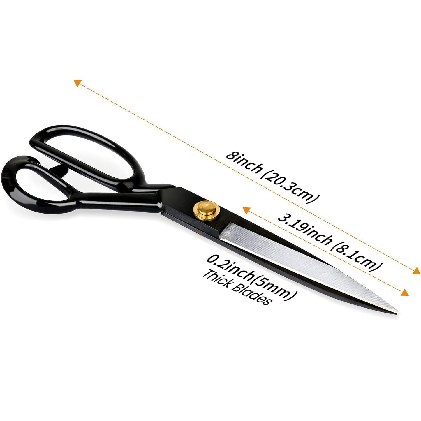 Fabric Scissors, Heavy Duty 8 inch Sewing Scissors for Leather Tailor,Tailoring Shears for Home Office Craft Black