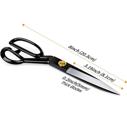 Fabric Scissors, Heavy Duty 8 inch Sewing Scissors for Leather Tailor,Tailoring Shears for Home Office Craft Black