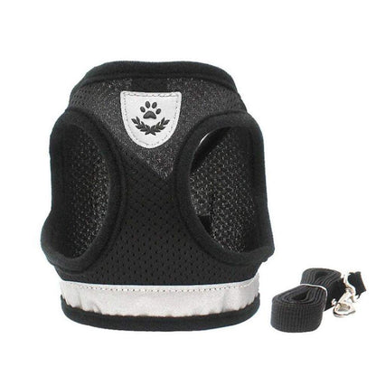 FEimaX Dog Harness and Leash Set for Walking, Soft Mesh Adjustable Easy Control Lightweight Cat Vest Harnesses with Reflective Strips, Escape Proof Small Dogs Cats Vests (Black, X-Small)