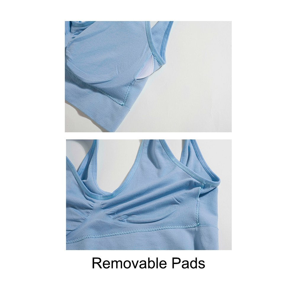 Lemef 3-Pack Seamless Sports Bra Wirefree Yoga Bra with Removable Pads for Women