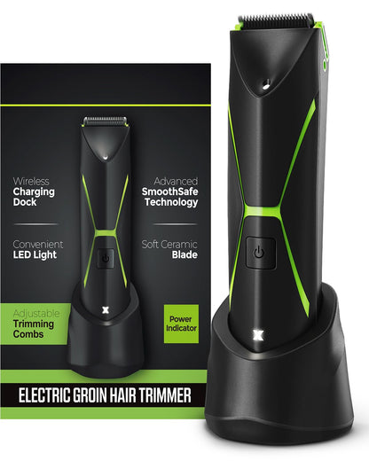 Electric Body Hair Trimmer for Men: Manscape Ball Trimmer Waterproof Pubic Hair Groomer Cordless Rechargeable Groin Shaver Replaceable Blade Clipper Wet/Dry Hygiene Razor Portable Body Grooming Travel