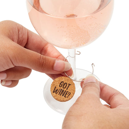 Juvale Wine Glass Charms - 1-Inch Circle Cork, 12-Pack - Wine Charms for Stem Glasses & Funny Party Decor - Birthday Party Favors