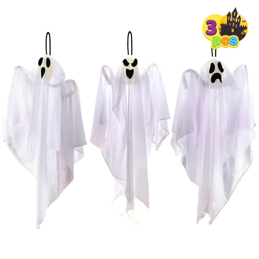 JOYIN 3 Pack Halloween Party Decoration 27.5" Hanging Ghosts, Cute Flying Ghost for Front Yard Patio Lawn Garden Party Décor and Holiday Decorations