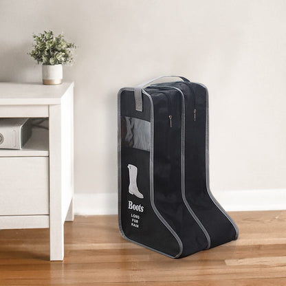 KOVOSCH 2 Pack Portable Boots Storage Bag, Black Shoe Bags for Storage and Travel Dust Proof Travel Shoe Bags for Packing (Large)