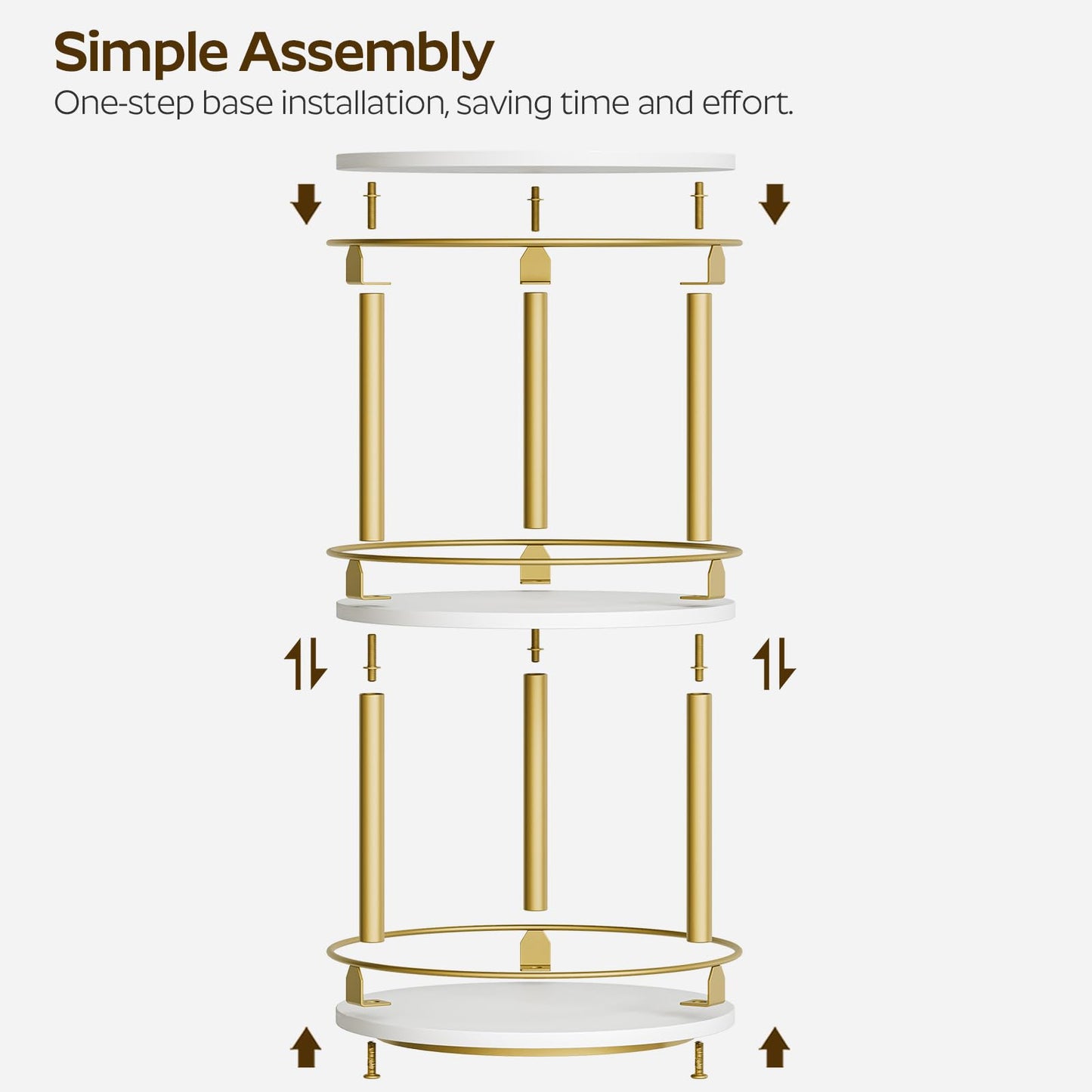 3-Tier Lazy Susan Organizer, Rotating Spice Rack, Spinning Organizer, Industrial Turntable Spice Rack Organizer for Cabinet, Kitchen Countertop, Pantry, Rustic Brown and Black SR23BR