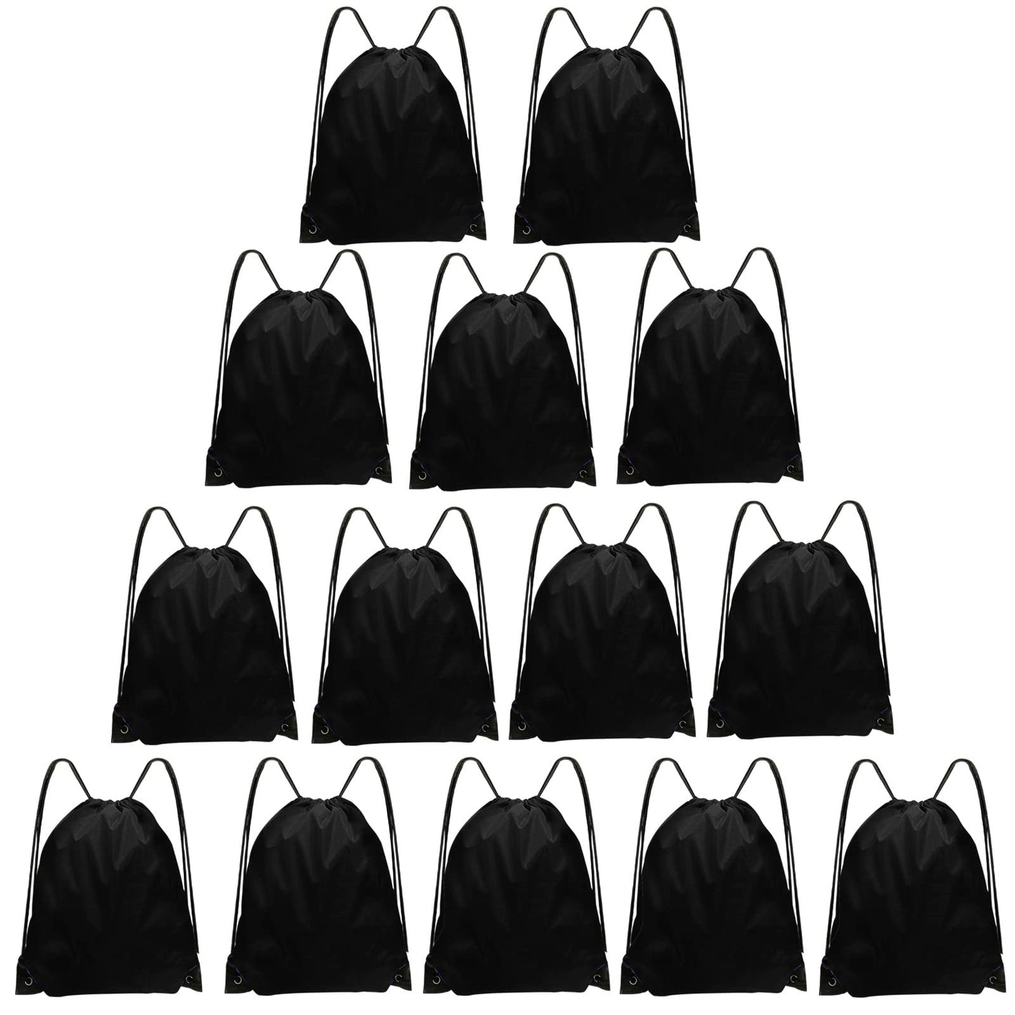 Grneric Drawstring Bags Bulk 14 Pcs Drawstring Backpack Bulk Cinch Bag Sackpack for Men Women Gym (Black)