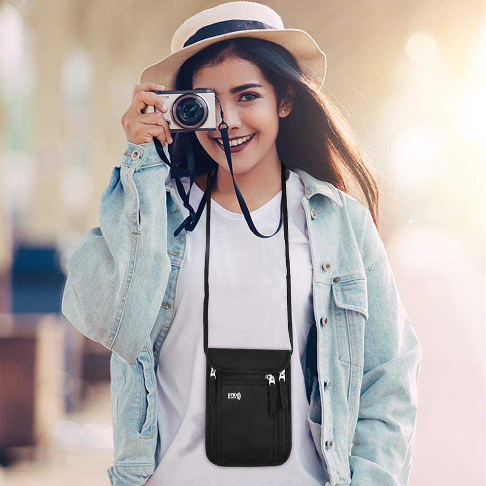 KEAFOLS Travel Pouch Neck Wallet Family Passport Holder Organizer Case with RFID Blocking