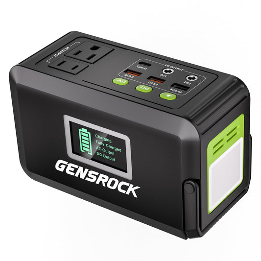 GENSROCK Portable Power Station, 88Wh Solar Generator(Solar Panel Not Included), Lithium Battery Power Bank with 110V/150W Peak AC Outlet, LED Flashlight for CPAP Home Camping Travel Emergency.