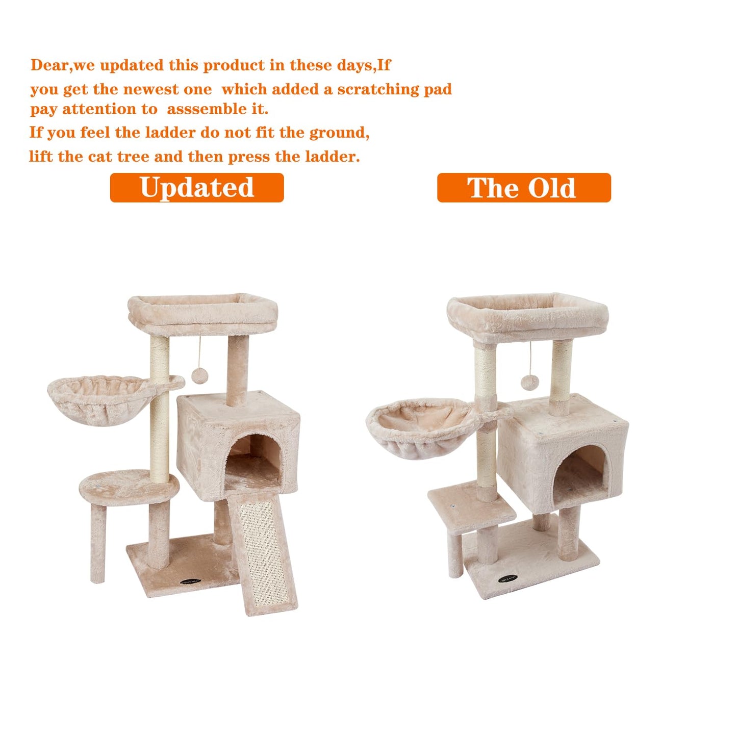 FISH&NAP Cute Cat Tree Kitten Cat Tower for Indoor Cat Condo Sisal Scratching Posts with Jump Platform Cat Furniture Activity Center Play House Beige