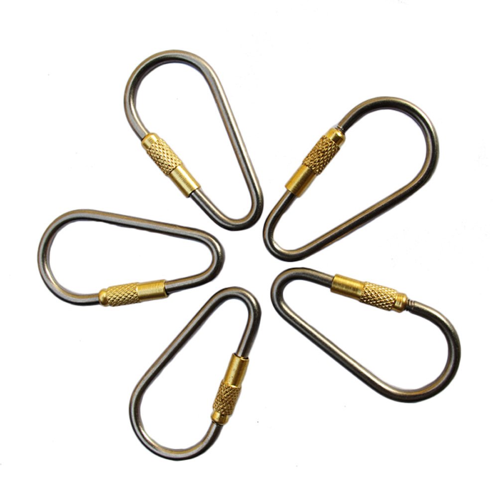 EKLOEN 5pcs MINI Titanium Locking Carabiner, Perfect D-Ring for Outdoor and Indoor Use
