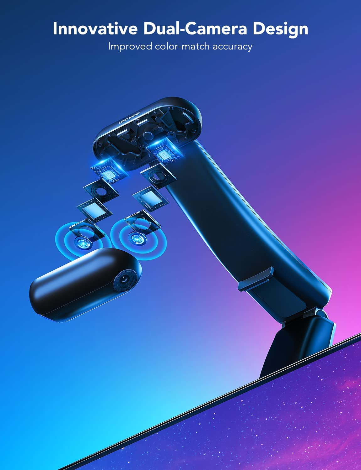 Govee Envisual TV LED Backlight T2 with Dual Cameras, 11.8ft RGBIC Wi-Fi LED Strip Lights for 55-65 inch TVs, Double Strip Light Beads, for Home Decorations, Smart App Control, Music Sync