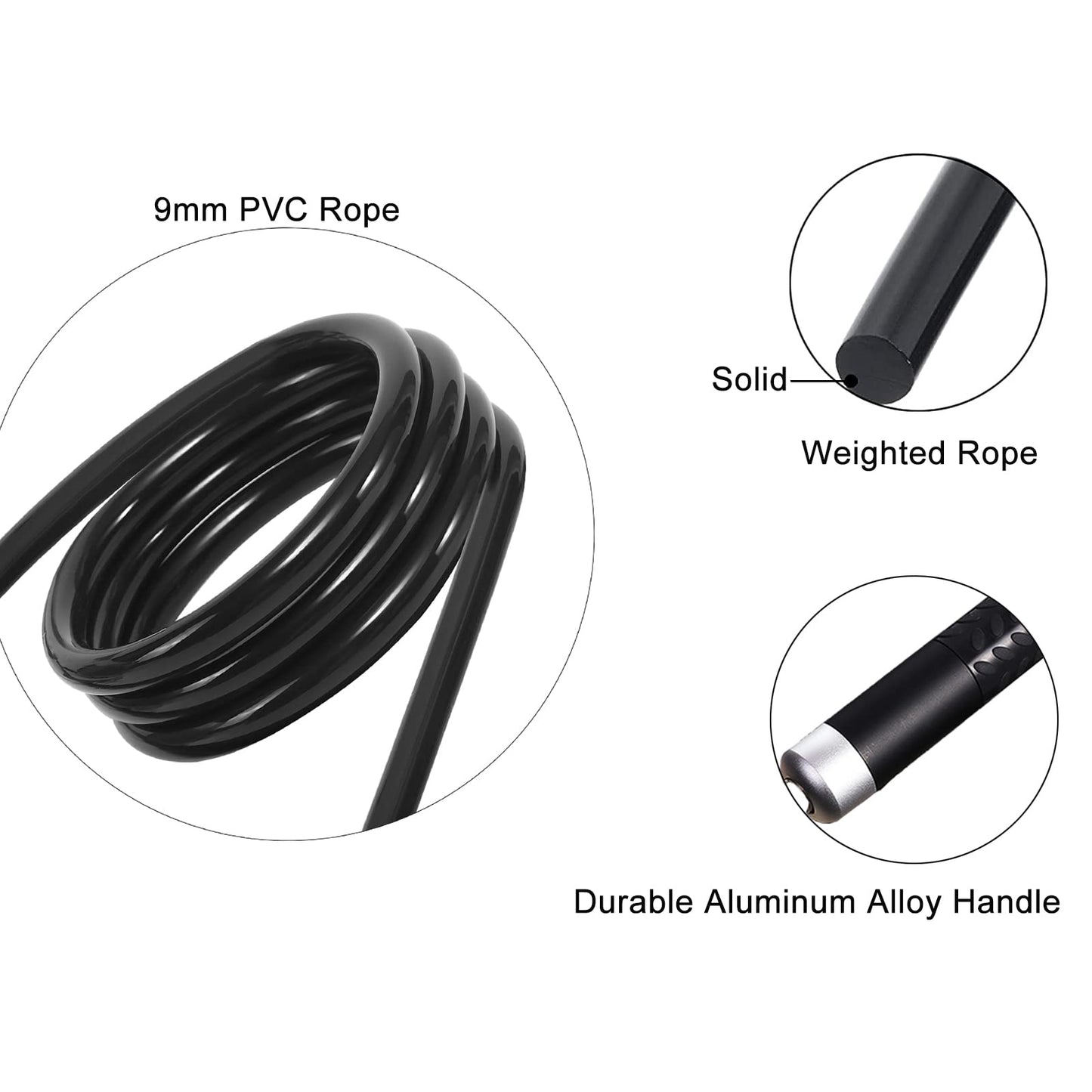 Gaoykai Weighted Jump Rope for Women,Men,Heavy Jump Rope with Adjustable Bold PVC Rope,Ball Bearing Aluminum Handle,Great for Crossfit Training, Boxing, and MMA Workouts