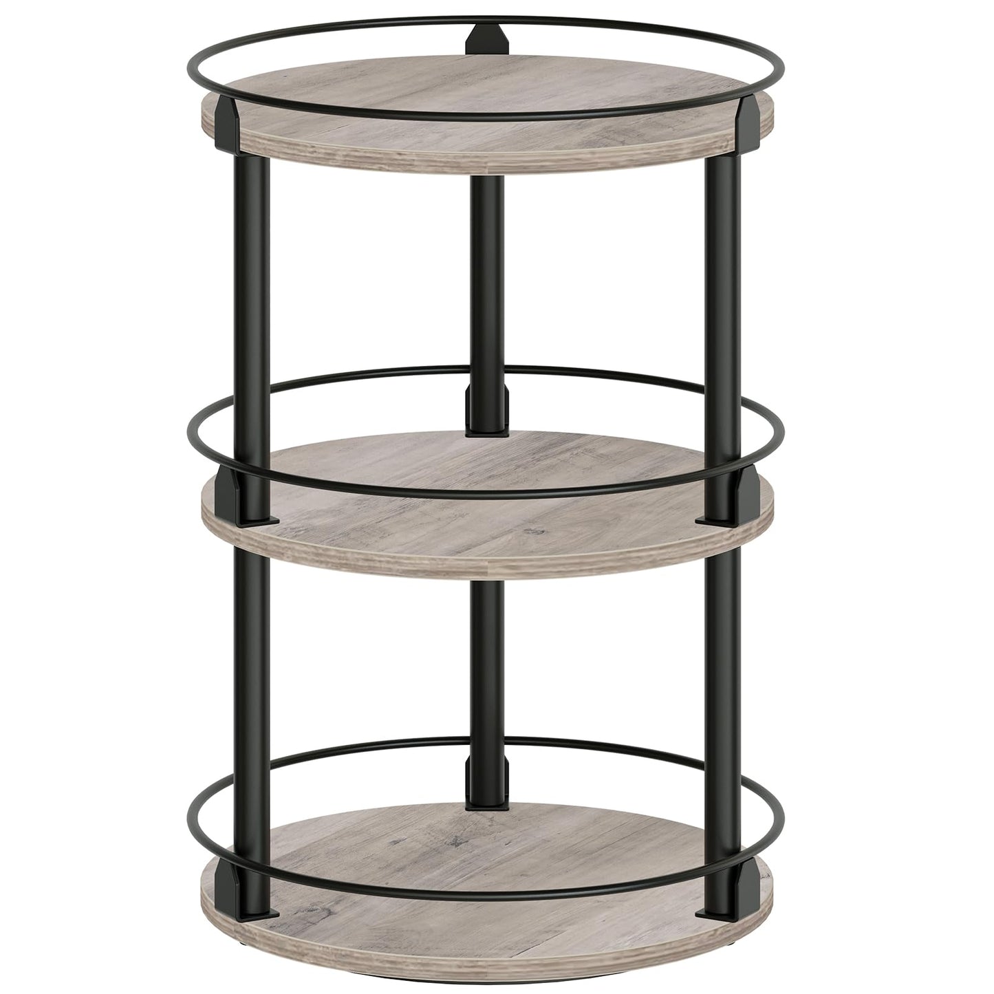3-Tier Lazy Susan Organizer, Rotating Spice Rack, Spinning Organizer, Industrial Turntable Spice Rack Organizer for Cabinet, Kitchen Countertop, Pantry, Rustic Brown and Black SR23BR