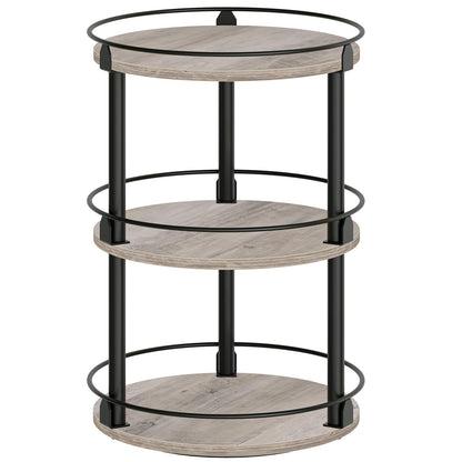 3-Tier Lazy Susan Organizer, Rotating Spice Rack, Spinning Organizer, Industrial Turntable Spice Rack Organizer for Cabinet, Kitchen Countertop, Pantry, Rustic Brown and Black SR23BR