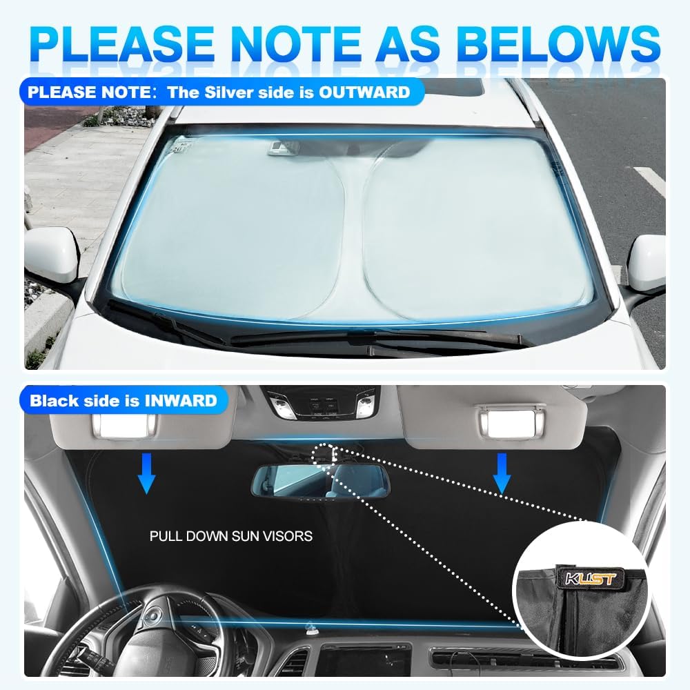 KUST Windshield Sun Shade for 2020-2025 Ford Explorer Accessories, Custom Fit Car Front Sunshade Foldable Window Sun Visor Protector Blocks UV Rays Keep Your Car Cooler