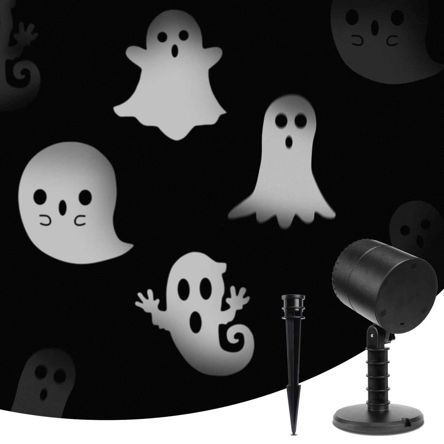 NOWSTO LED Halloween Decoration, Ghost Rotating Projector Yard Stake Lights, Indoor Outdoor Landscape Night Light for Home Thealter, Ceiling, Room, Patio, Garden, Halloween, Bedroom Decor