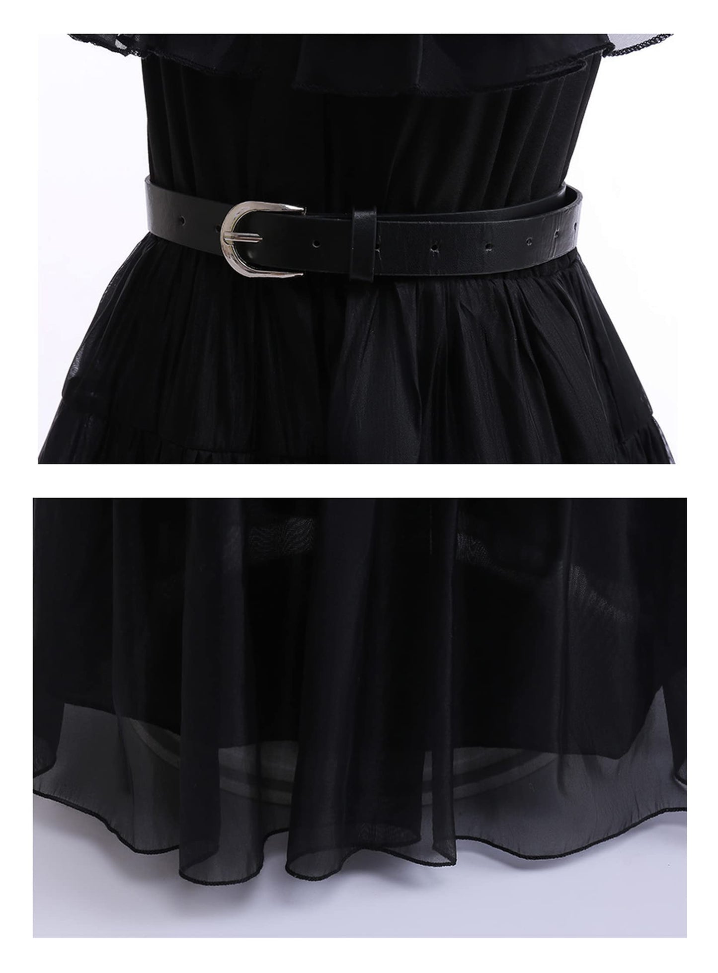 Gunaniti Black Dress Up Costume for Girls Birthday Party Halloween Cosplay Outfit with Accessories 3-12Y (11-12 Years, Black)