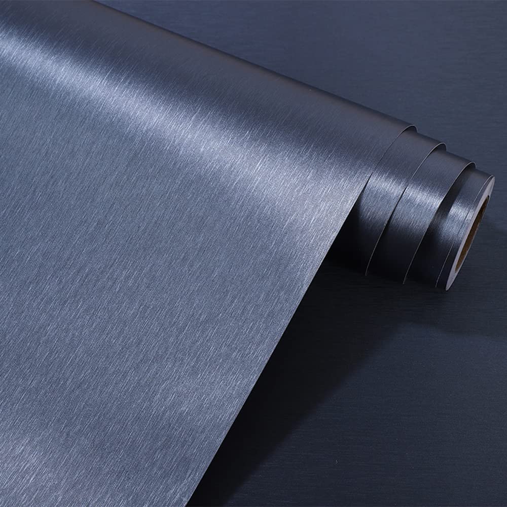 Upgrade Navy Blue Peel and Stick Contact Paper for Dishwasher Fridge Refrigerator Stove Appliances Self Adhsesive Vinyl Film Stainless Steel Wallpaper Removable 15.7x117 Inches