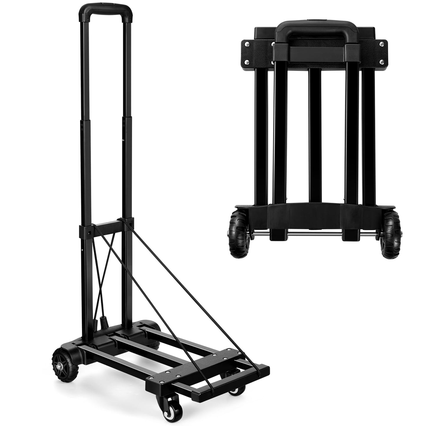 KEDSUM Folding Hand Truck, 290 lbs, 4 Wheels Solid Construction Heavy Duty Utility Cart, Portable Fold Up Dolly, Compact and Lightweight for Luggage, Personal, Travel, Moving and Office Use