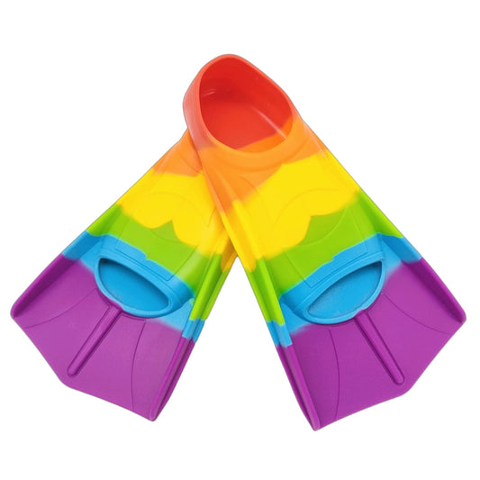 Fadgesy Swimming Training Fins,Comfortable Silicone Flippers for Swimming and Diving,Size Suitable Kids Girls Boys Adult (XXXX-Small, SixColorful-B)