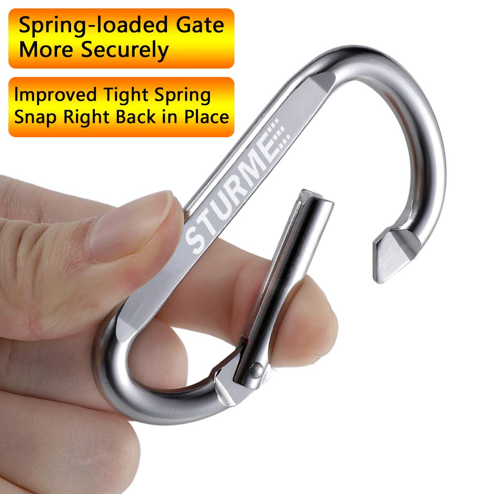 3" Aluminum D Ring Carabiners Clip D Shape Spring Loaded Gate Small Keychain Carabiner Clip Set for Outdoor Camping Mini Lock Snap Hooks Spring Link Key Chain Durable Improved 12 PCS (Assorted)