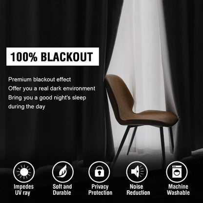 H.VERSAILTEX 100% Blackout Curtains for Bedroom with Black Liner Full Room Darkening Curtains 84 Inch Long Thermal Insulated Back Tab/Rod Pocket Window Drapes for Living Room, 2 Panels, Natural Sand