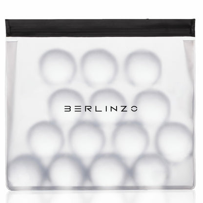 BERLINZO Large Reusable Ice Storage Bag - Freezer Safe Leak Proof Silicone and Plastic-Free Lunch Bag for Ice and Food Storage - BPA-Free XL Size