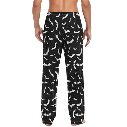 JHKKU Halloween Bats Pajama Pants for Men's Soft Comfy Sleepwear Lounge Lightweight Pj Bottoms with Pockets Drawstring, Large
