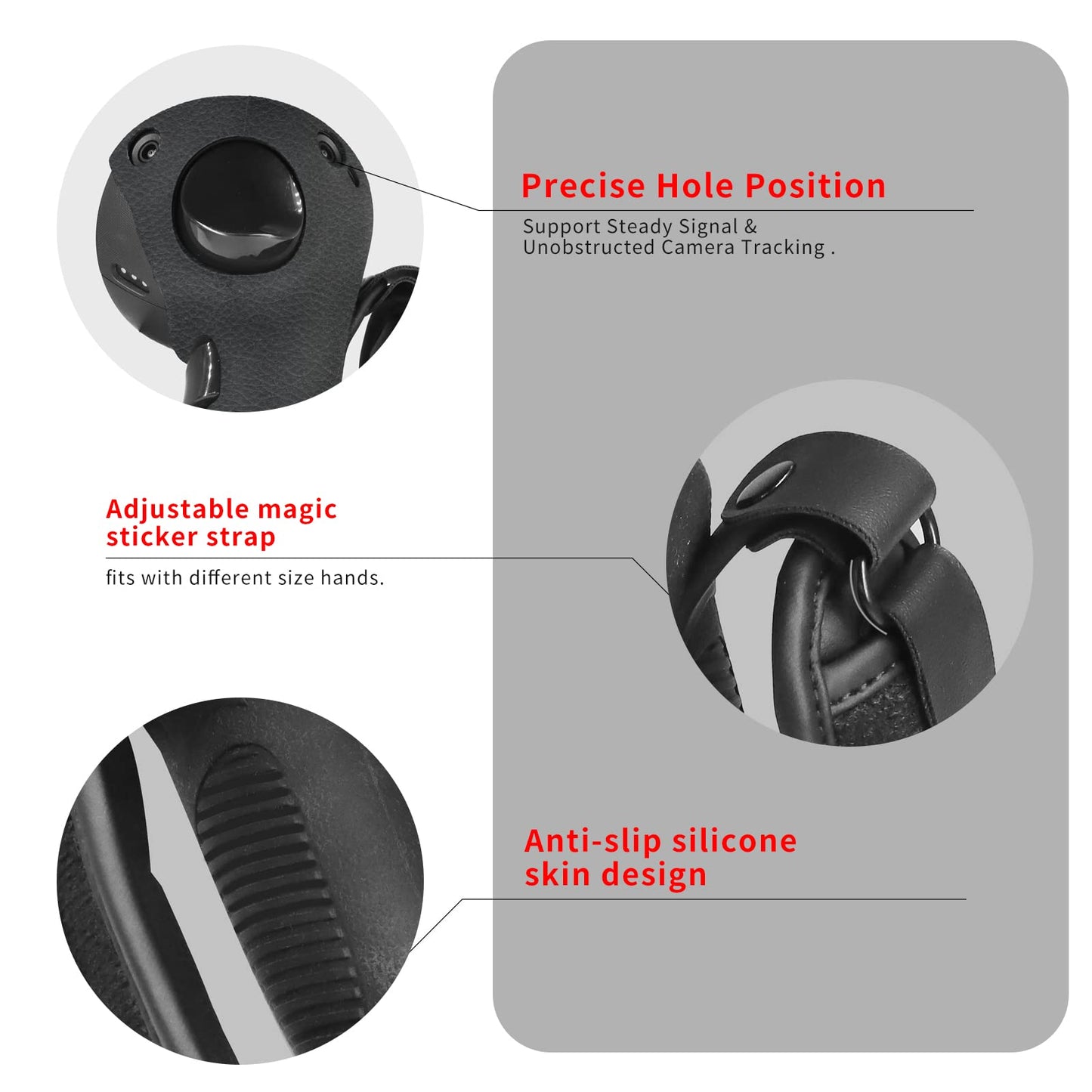 Globular Cluster Silicone Grips for Meta Quest Pro Controllers - Come with PU Leather Cushion Pad - More Comfortable (Black)