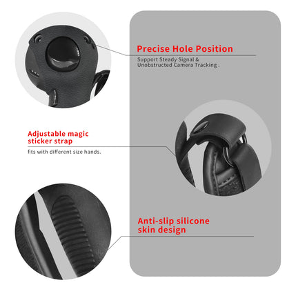 Globular Cluster Silicone Grips for Meta Quest Pro Controllers - Come with PU Leather Cushion Pad - More Comfortable (Black)