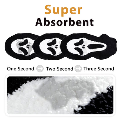 Kaupuar Large Skull Bath Mat Fluffy Black Bath Rugs Soft Plush Non-Slip Bathroom Rug Mats Halloween Decorative Welcome Doormat Washable for Toilet, Bedroom, Living Room, 22" x 43"