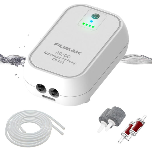 FUMAK Battery Powered Aquarium Air Pump USB Air Bubbler for Bait Bucket, All-in-1 Fish Tank Air Pump Set, Portable Rechargeable Aerator for Outdoor Fishing, Power Outage & Emergency