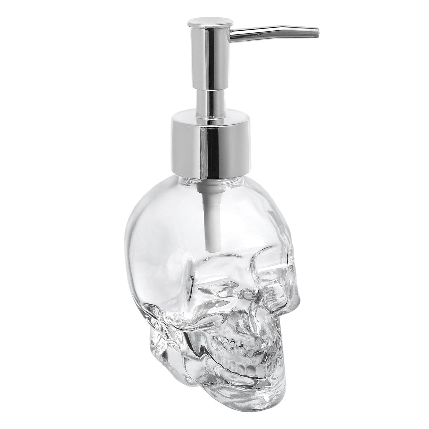 123Arts Glass Skull Soap Dispenser Lotion Bottle Soap Bottle with Pump Sliver