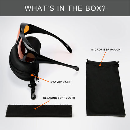 Eyekepper 100% Blue Light Reduction,Huge Fitover Anti-Blue Blocking Computer Eyeglasses with Extra Amber Lenses, Black