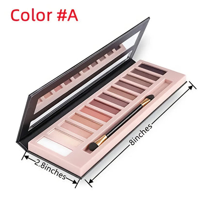 12 Colors Makeup Smoky Eyeshadow Palette Natural Nude Matte Shimmer Glitter Pigment Eye Shadow Pallete Set Black Eye Shadow Halloween Make Up for Women (Color E Smokey)
