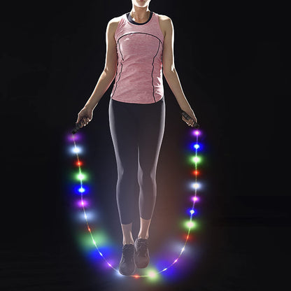 LED Jump Rope with Lights, USB Rechargeable Light Up Jumping Rope for Men Women Multi-color Glowing Skipping Rope for Light Show, 9 Ft -Adjustable