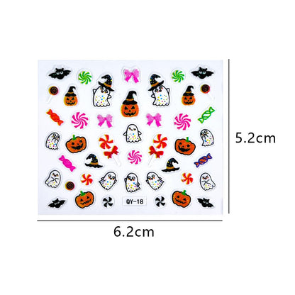30 Sheet Halloween Nail Art Stickers Decals Cute Ghost Pumpkin Design Spider Web Scary Eyes Acrylic Nails Supplies for Women Manicure Decorations